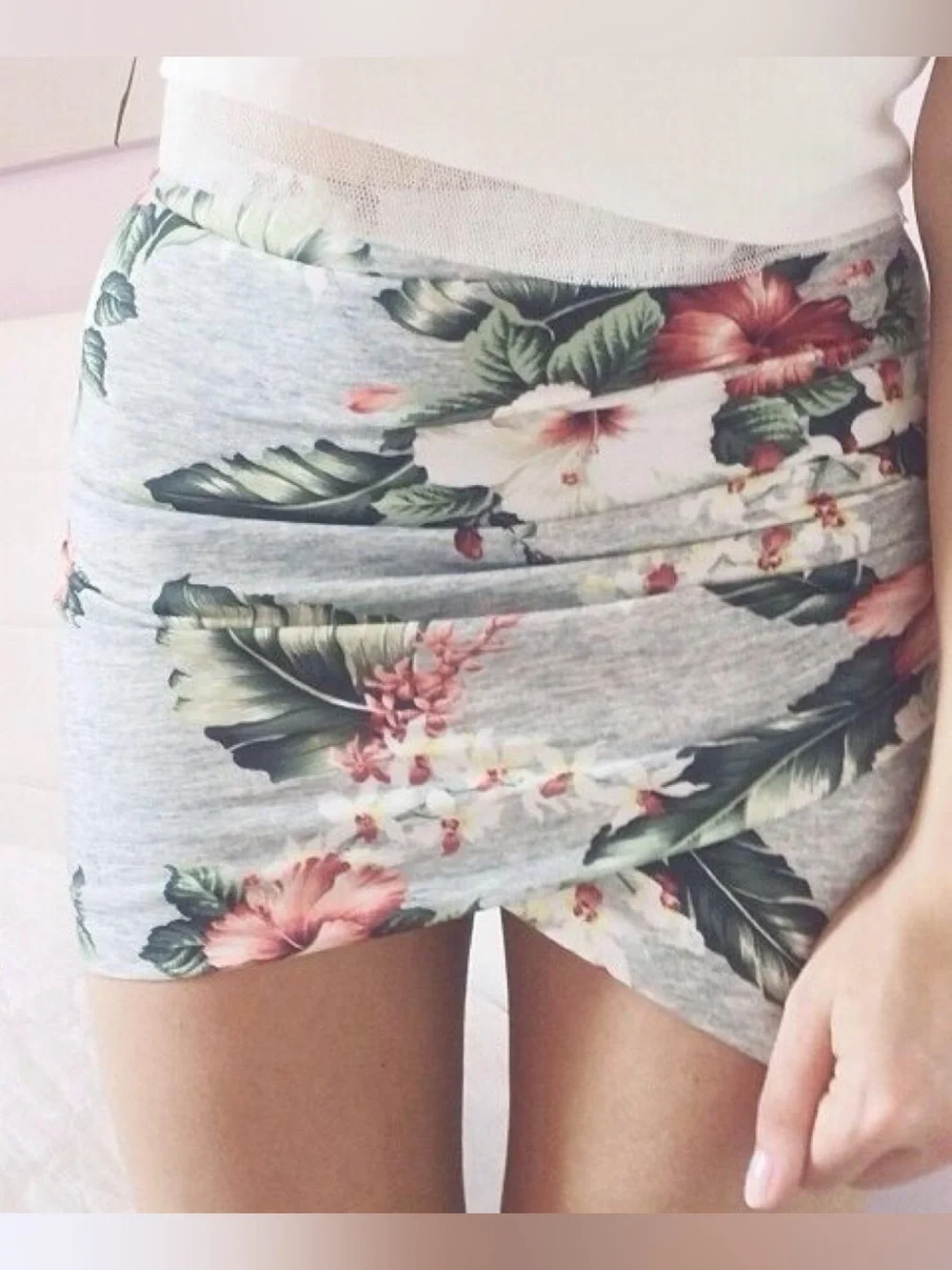 Zara Draped Tropical Floral Mini Skirt Size Medium